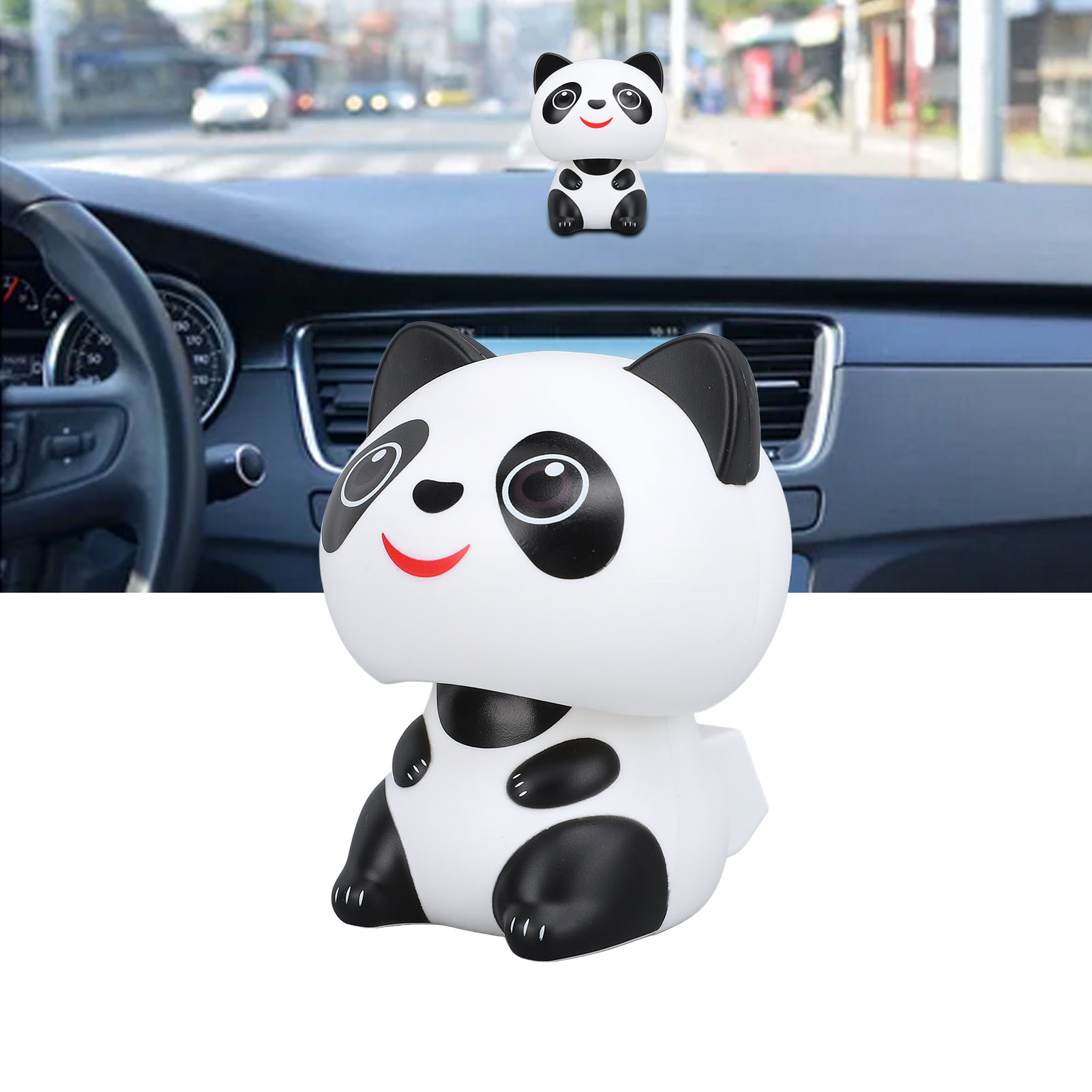 Car Accessories Oman - Solar Powered Nodding Panda Figurine ABS