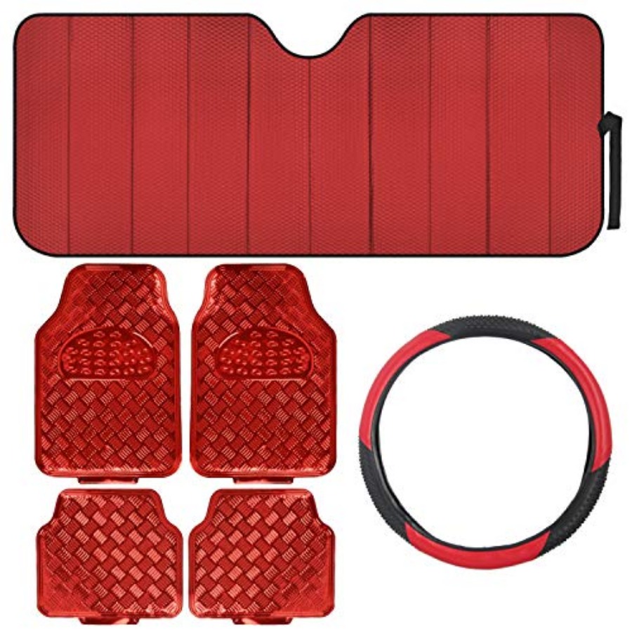 Steering Wheel Cover - 6-Piece Car Accessory Set Heavy Duty