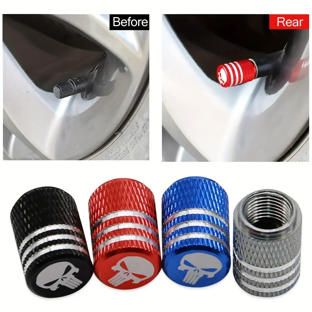 NEW 4pcs Skull Pattern Tire Va - مراجعة Steering Wheel Cover وسعره