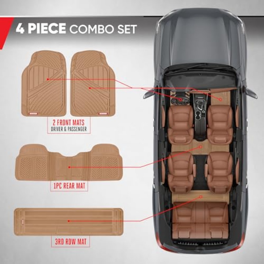 3-Row Heavy Duty Rubber Floor  - مراجعة Car Floor Mat Rubber وسعره