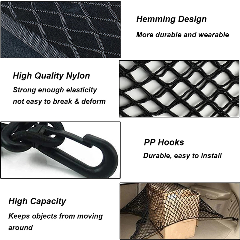 4 HooK 70x70 CM Car Trunk Net  - مراجعة Car Cargo Net Trunk وسعره