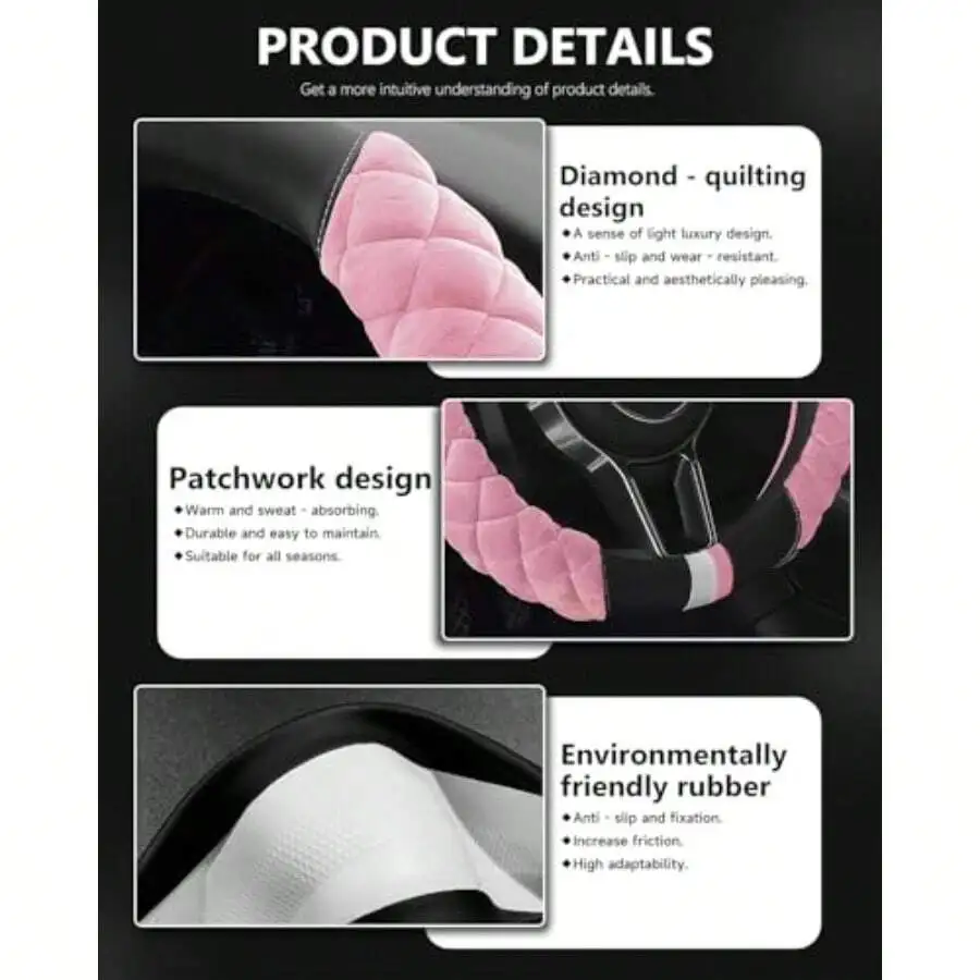 Plush Diamond-Patterned Steeri - مراجعة Steering Wheel Cover وسعره